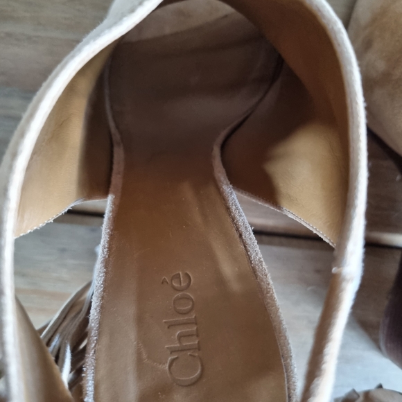 Chloe tan suede open toe wedges with Tassels sz 41 uk 7.5 - Picture 10 of 11